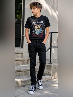 Boys Social Collision “Rude” Skinny Black Jeans | Size 12 | 24x28